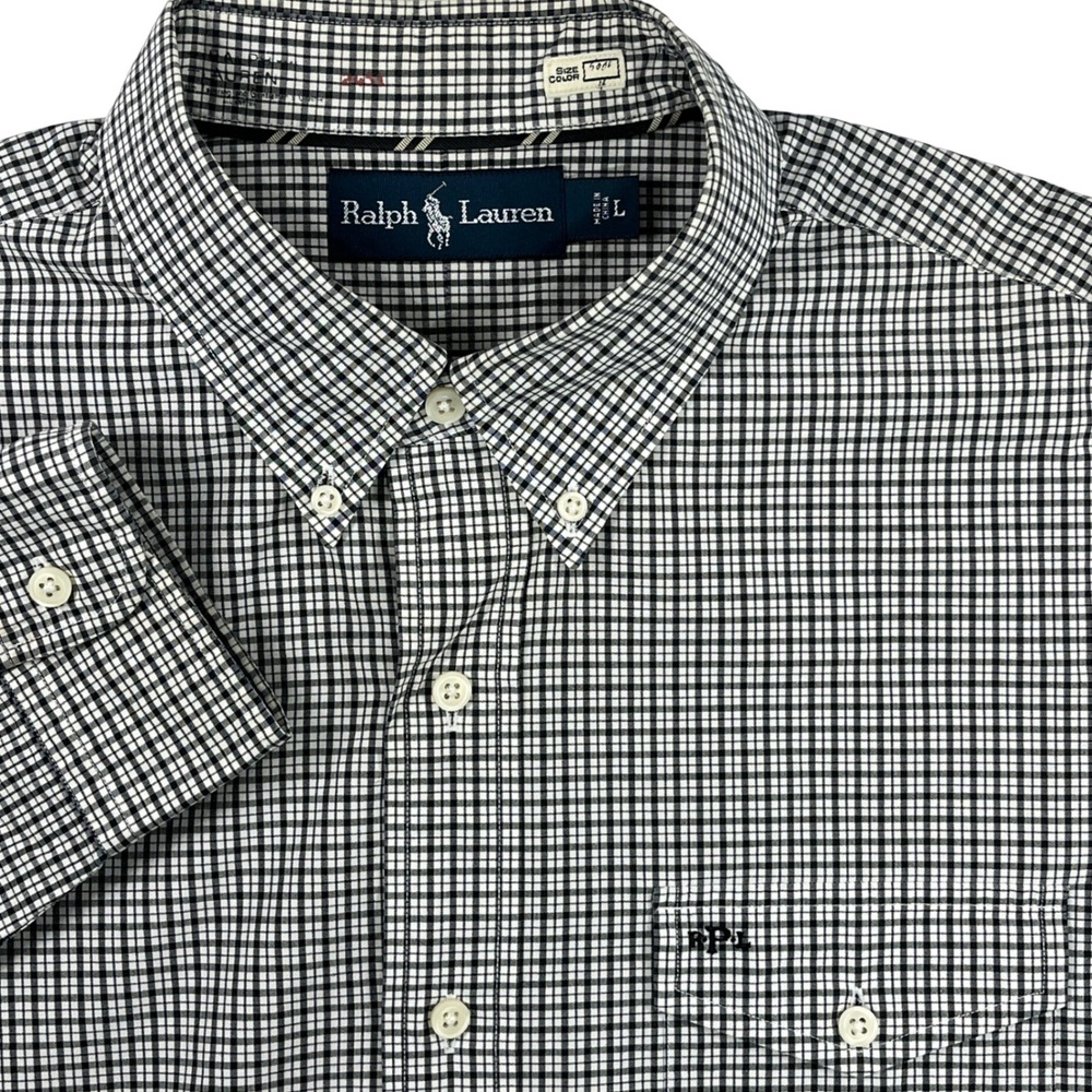Ralph Lauren Vintage Check Long Sleeve Shirt Inside Collar Stamp Mens Size Large